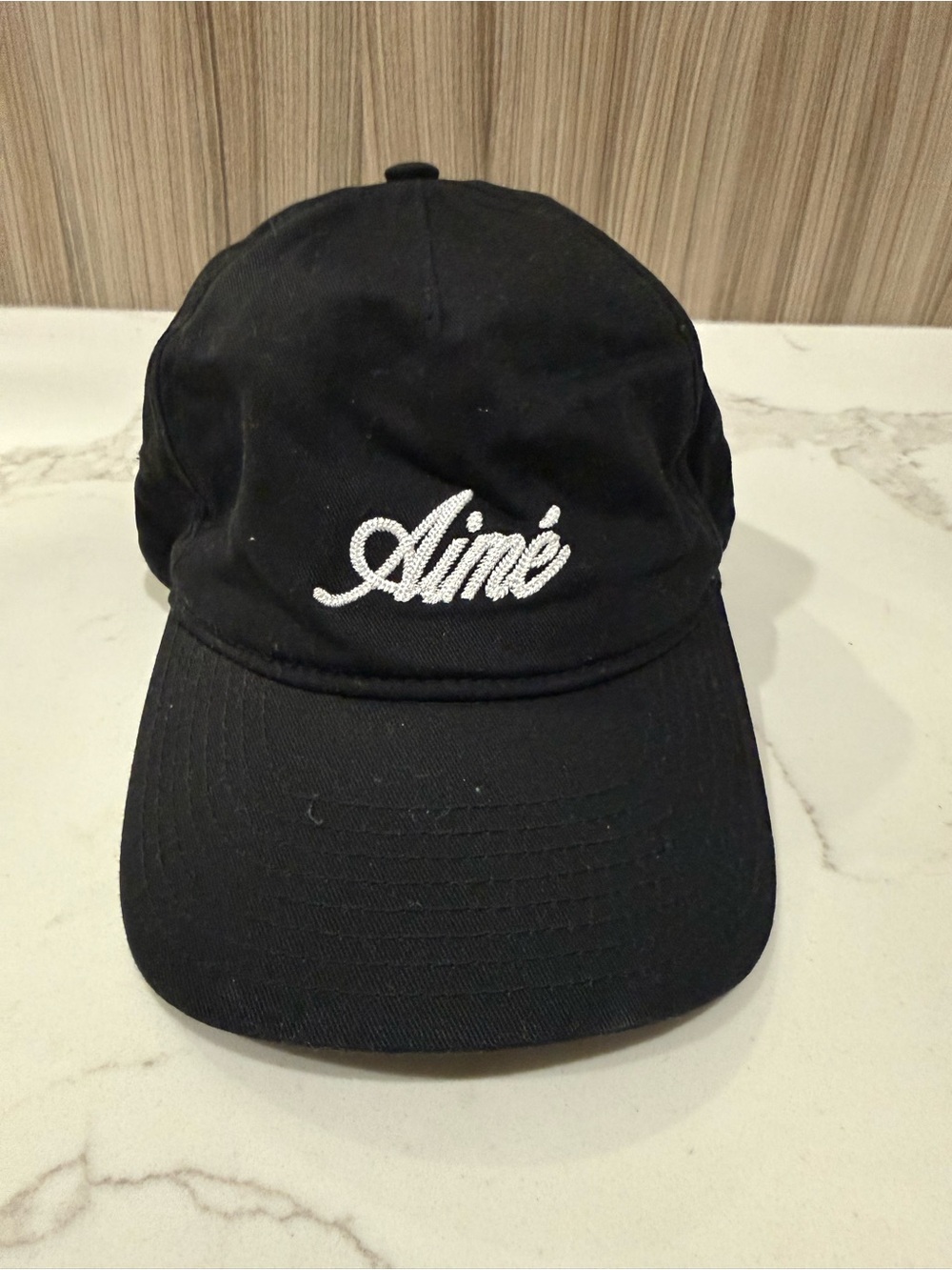 Aimé Leon Dore Chain Stitch Script Aimé Cotton Hat – Black